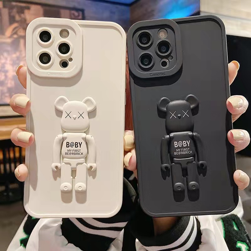 Soft Case Silikon Tebal Transparan 13 13pro 13prm Desain Beruang Untuk iphone 11 12pro max 7plus 8plus