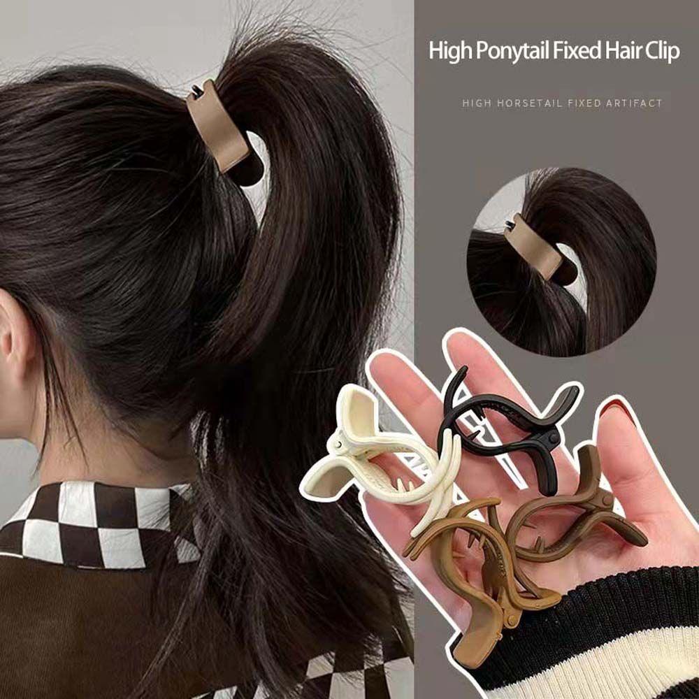 NEEDWAY Gadis Jepit Rambut Lucu Kreatif Elegan Wome Hair Claw High Ponytail Fixed Clip Frosted Kecil Hair Claw