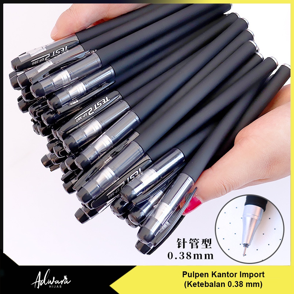 Pulpen Kantor Tinta Hitam Pena Test Import (per pcs)