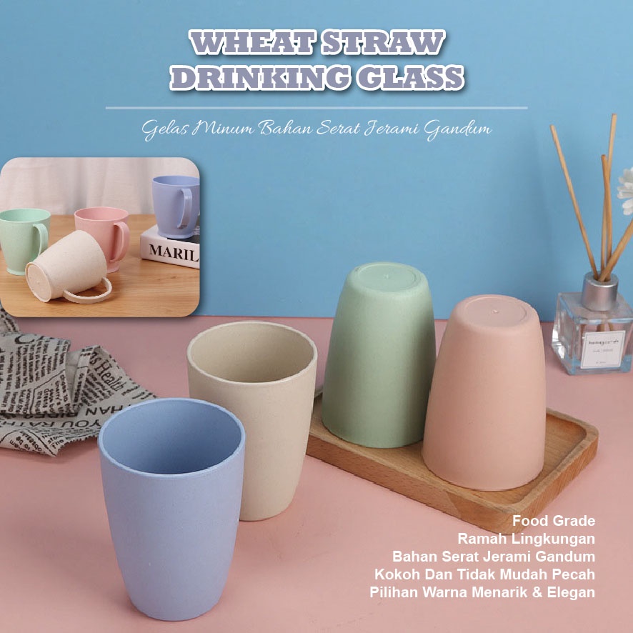 Surprice Gelas Wheat Straw Ukuran / Gelas Multifungsi Sikat Gigi / Cangkir Mug Minum / Gelas Wheat Straw Gandum