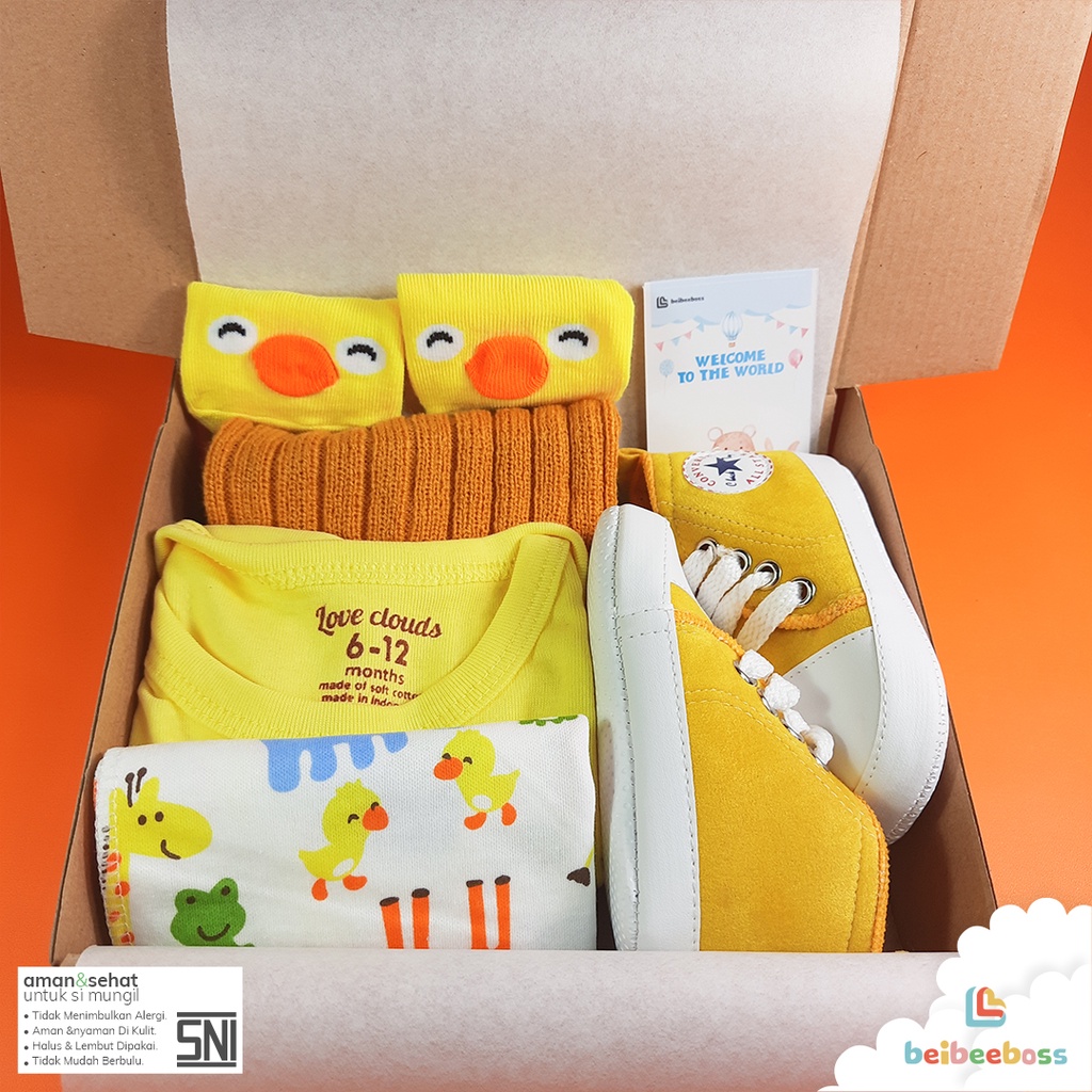 KADO BAYI / HAMPERS BAYI NEWBORN / KADO BAYI / BAJU BAYI/ HAMPERS BABY /GIF BOX BAYI PEREMPUAN / KADO BAYI CEWEK / KADO BAYI COWO / Baju Bayi Perempuan-STAR KUNING