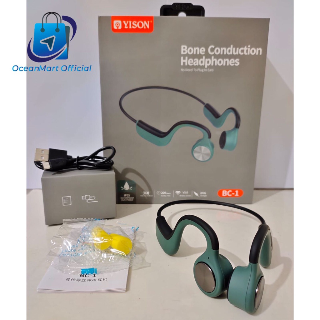 YISON Earphone Bluetooth Sport BC-1 Headset Wireless Olahraga Lari