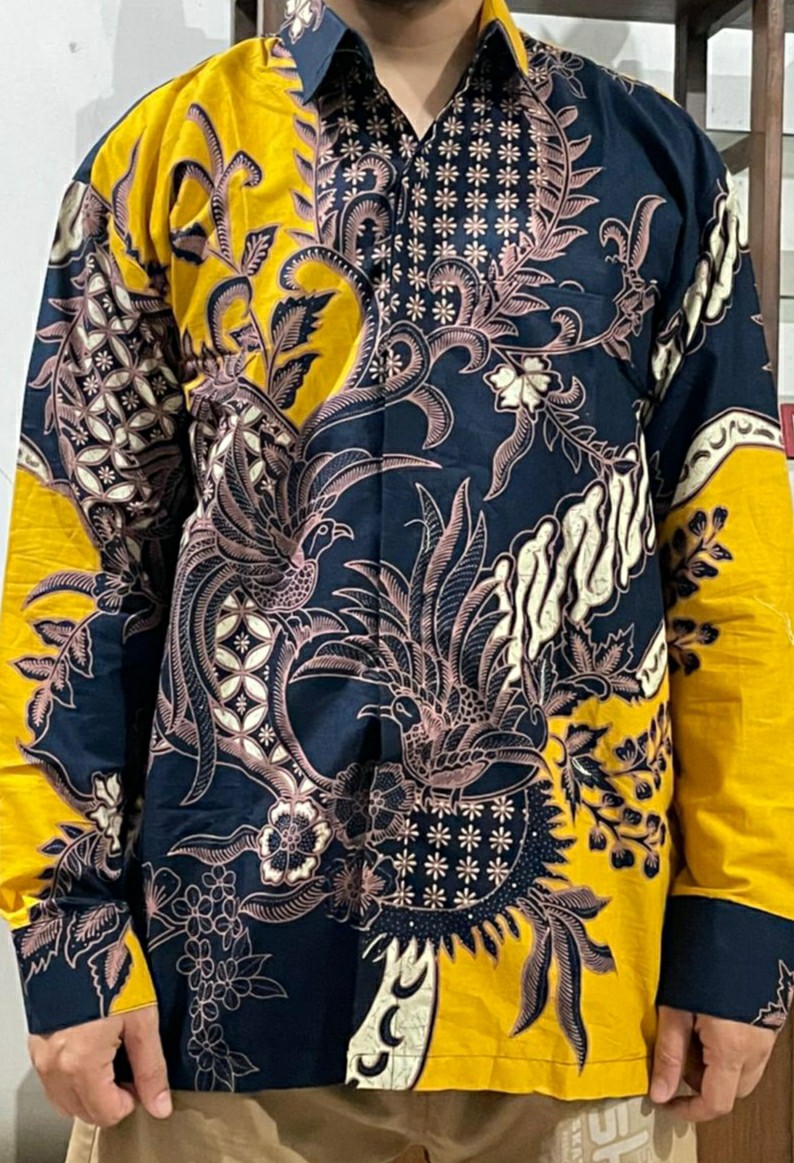 Proboseto Kuning Kemeja Batik Pria Full Furing Bahan Katun Cabut Primisima
