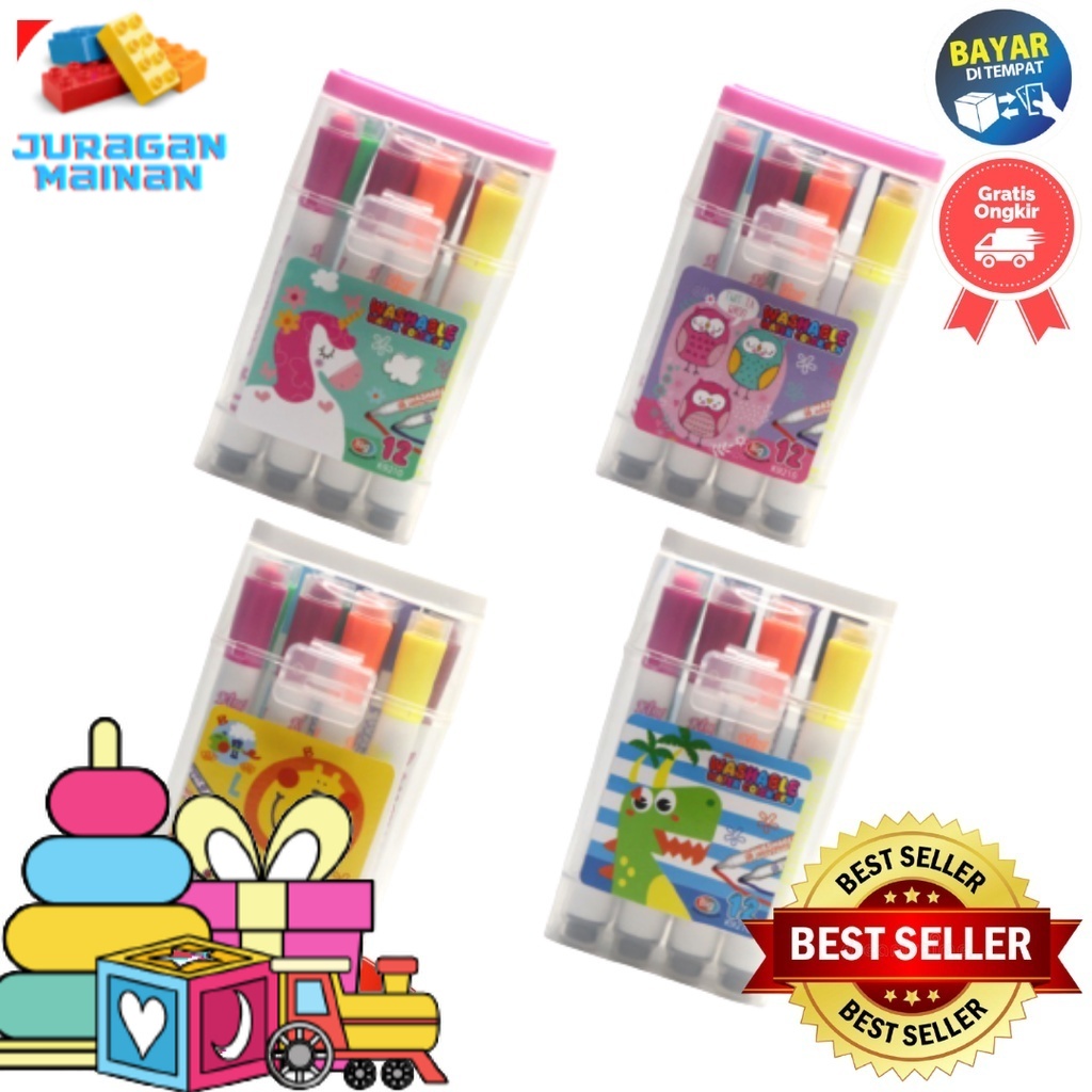 

Spidol bisa dicuci / Washable marker water colour pen 12 warna / colour K9210