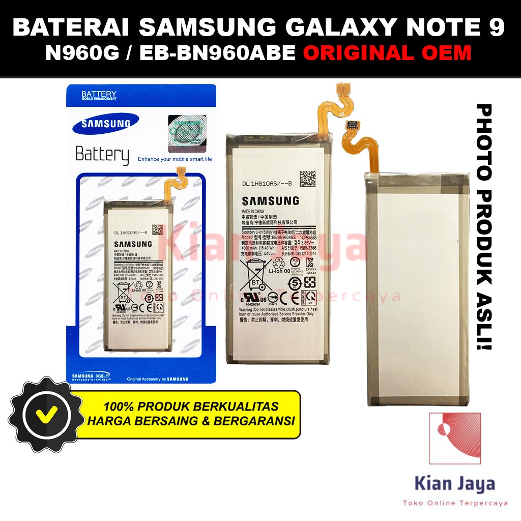 Baterai Samsung Galaxy Note 9 N960G N960 Original OEM Batre Batrai Battery Hp EB-BN960ABE Ori