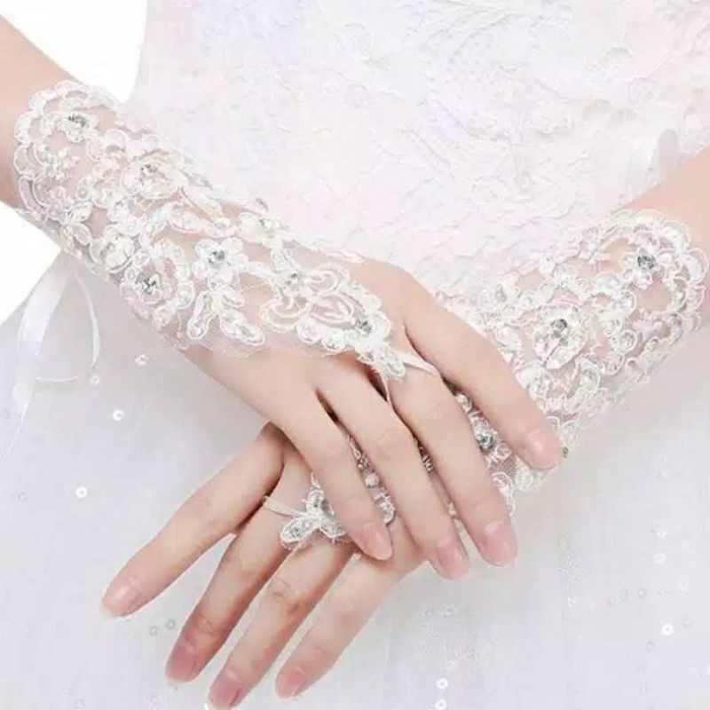Sarung Tangan Pengantin Wedding Gloves Aksesoris Terbaru 2021 Adelus Premium
