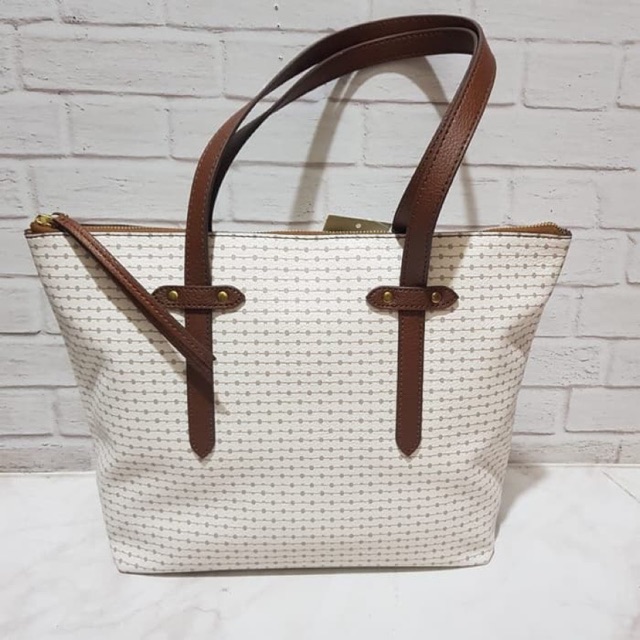 New - Fossil Felicity Tote Bone / Brown