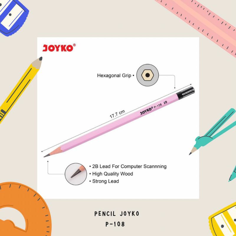 Pensil Joyko P-108 2B / Pensil 2B joyko P 108 Pensil Ujian Sekolah