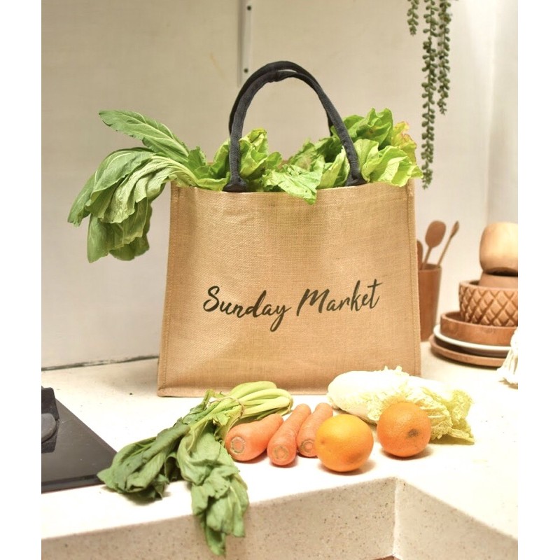 Tas goni handle hitam / jute bag / goni bag