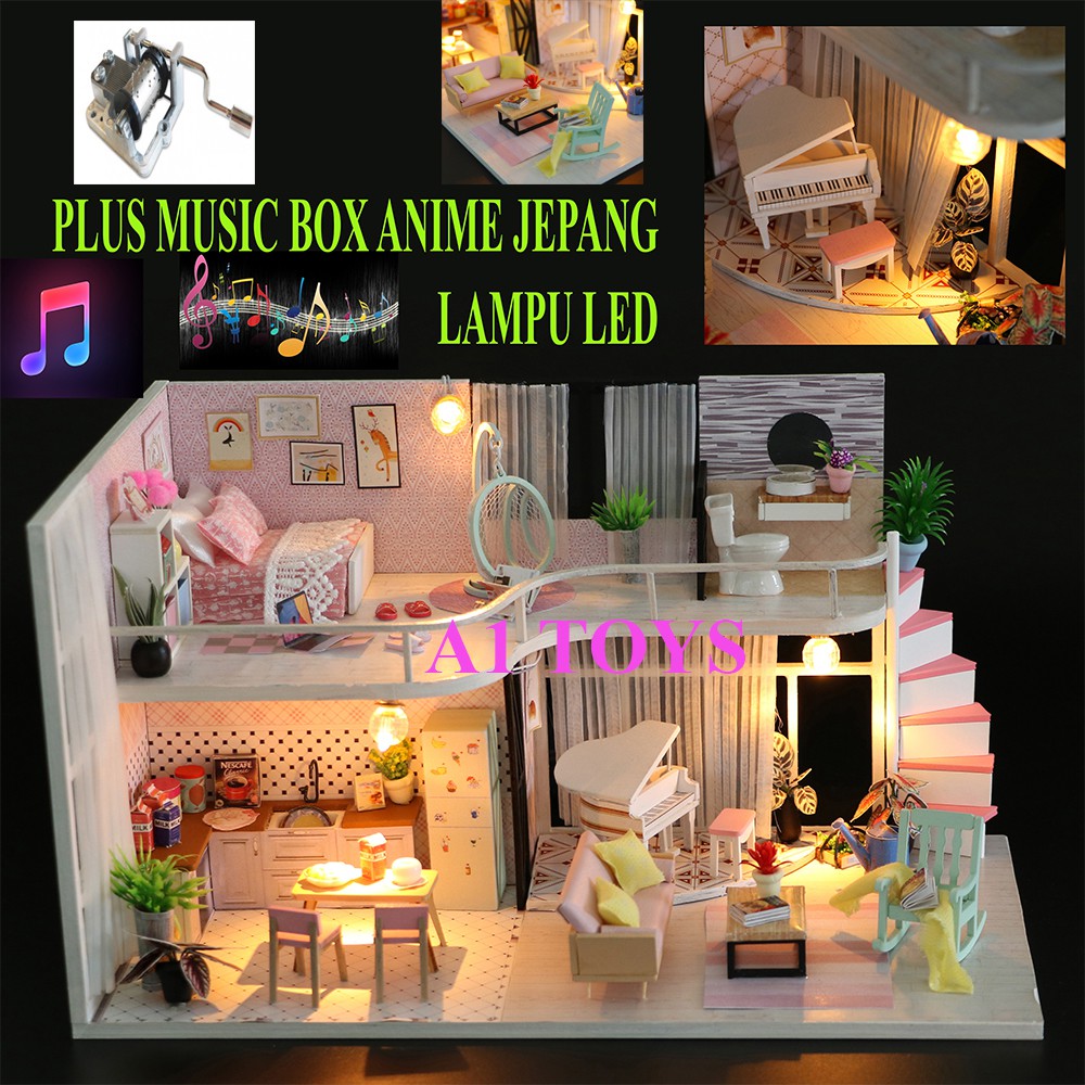 DIY Miniature House Dollhouse Rumah Rumahan Istana Unik Plus Lampu