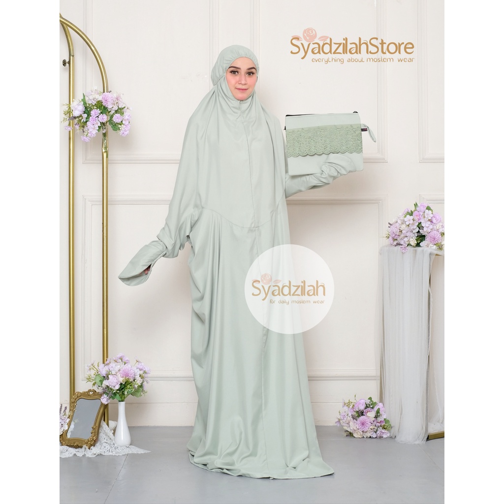 SYADZILAH - Mukena Terusan Polos Katun Premium Free Pouch Khadijah