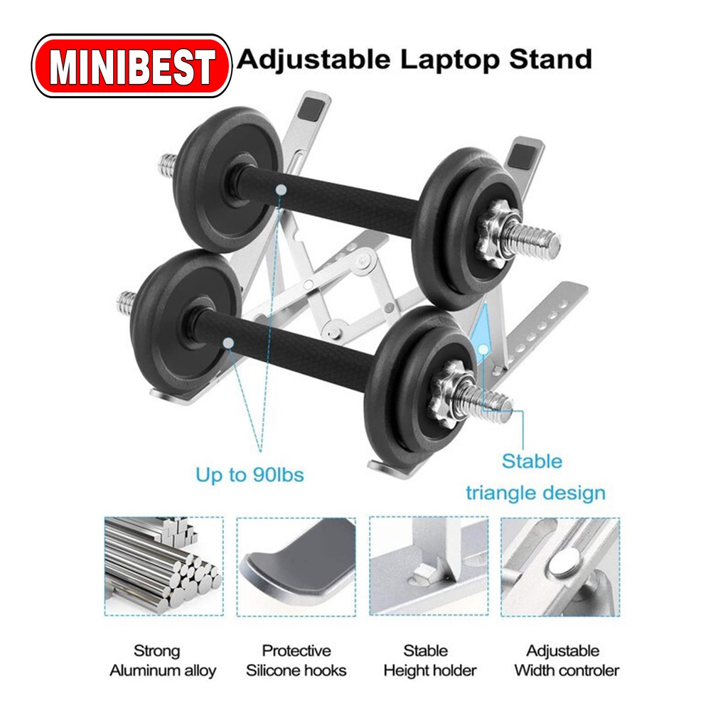 Laptop Notebook Macbook Tablet Stand Aluminium Adjustable Duduk Portable Notebook Holder LS-01