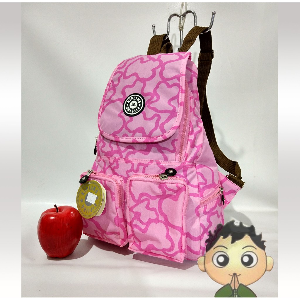 Tas Ransel Kipling Segitiga pink motif SF1