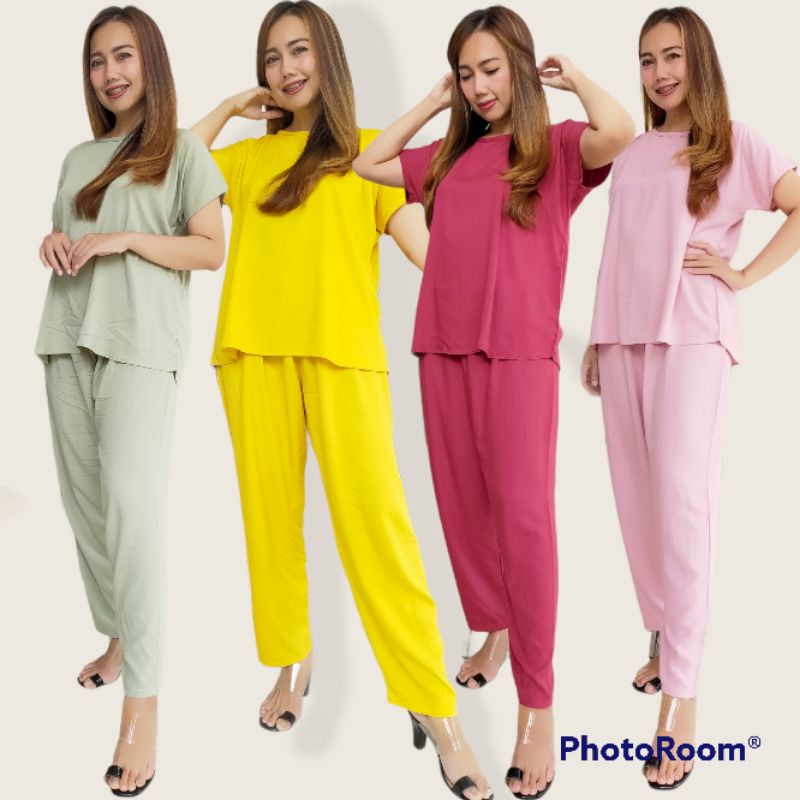 Setelan Baju Tidur Rayon Pendek Celana Panjang | Babydoll Rayon | Piyama Rayon | Daster Setelan | Se