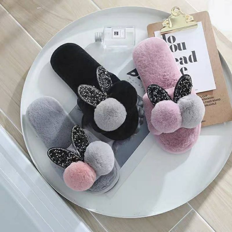 Sandal Wanita Sandal Korea Kokop Bulu Pom-pom 36/40 DAN 31/35 DAN 26/30
