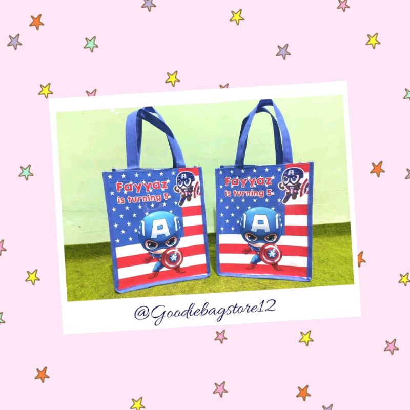 

tas ultah karakter Captain America Avenger tas marvel tas goodiebag souvenir