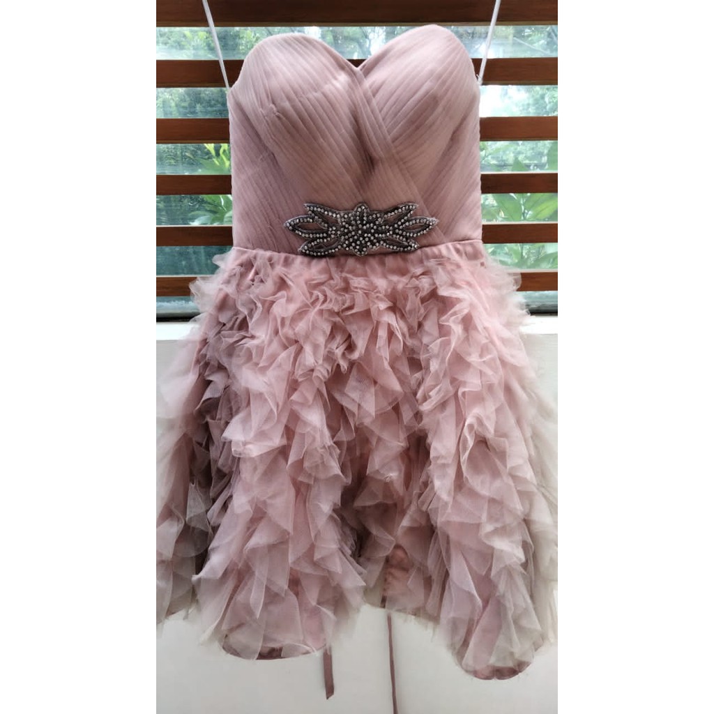 Dirty Pink Mini Dress Kemben Tutu Gaun Pesta Second/Preloved/Bekas