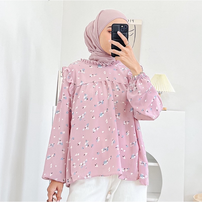 YURA BLOUSE BY BOONAA | ATASAN CRINKLE LINEN | KEMEJA CRINKLE RAYON WANITA | KEMEJA LINEN CRINKLE MURAH