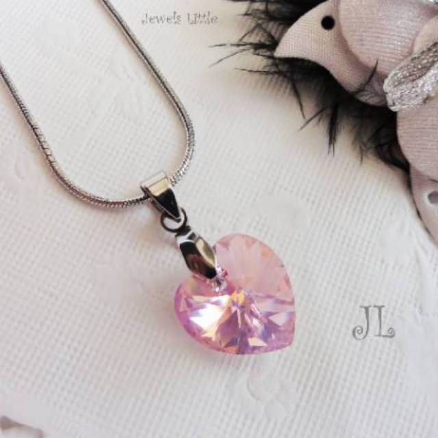 Kalung/Liontin kristal Swarovski PDT 101 Heart Pink AB