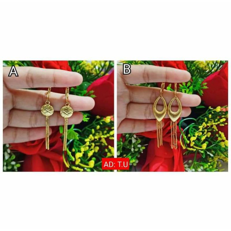 Anting Dewasa Jurai Permata Simple Fashionable Gold Perhiasan Wanita (COD)