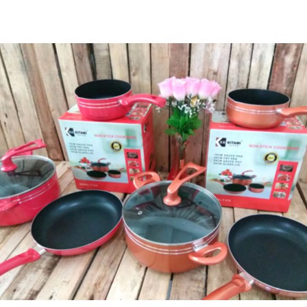 Panci Set Teflon Tutup Kaca Kitami Japan