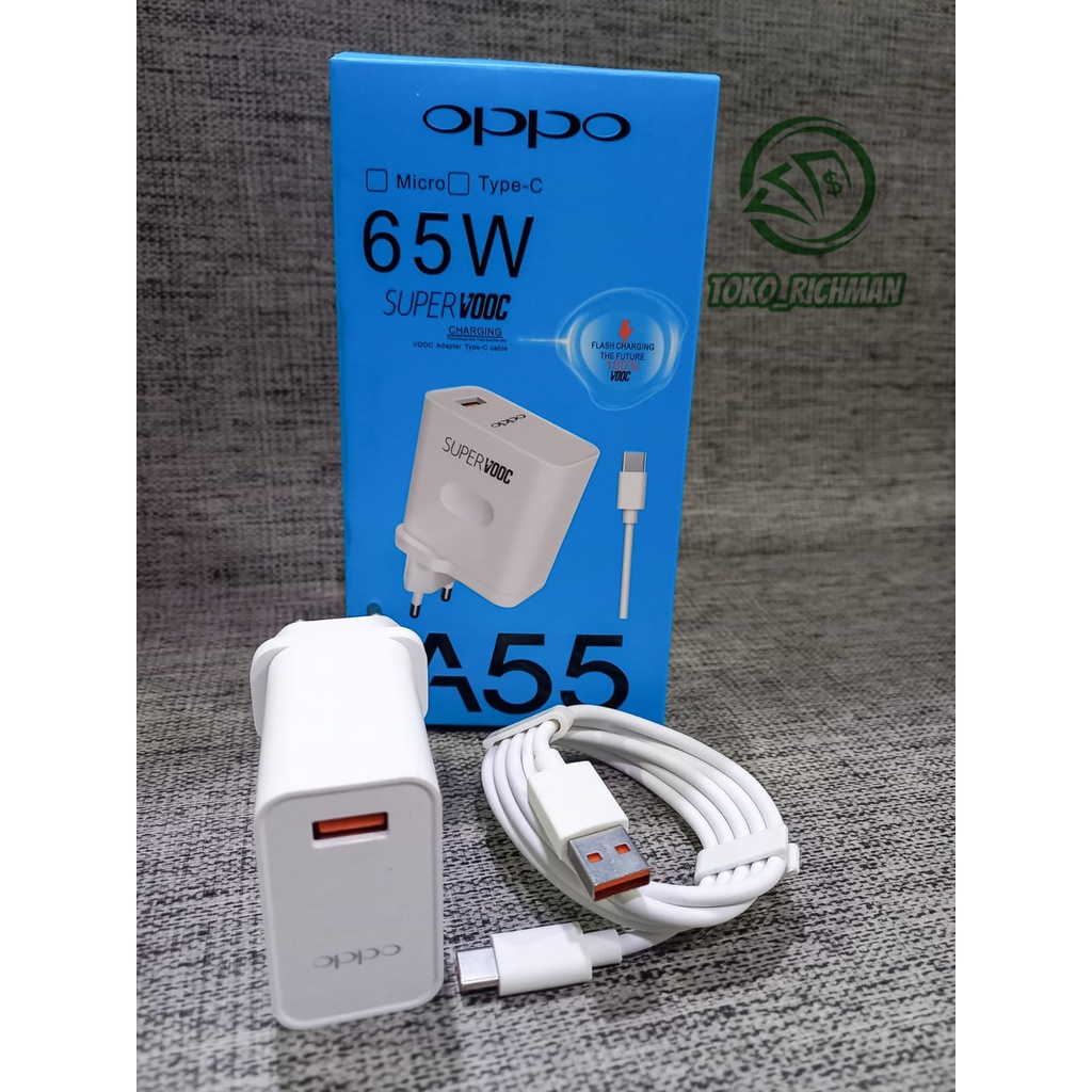 Charger Oppo Super Vooc 65 Watt Casan Oppo A55 Original Flash Charging