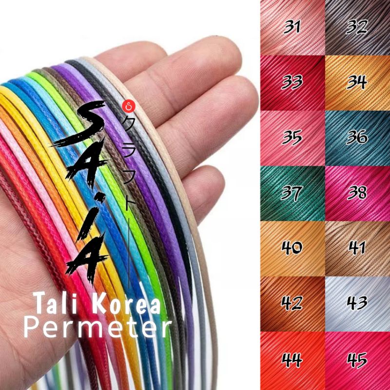 Tali korea 1mm 1,5 mm 2mm buat kerajinan gelang kalung wax cord waterproof 1,5mm #31-45 | SAIA CRAFT