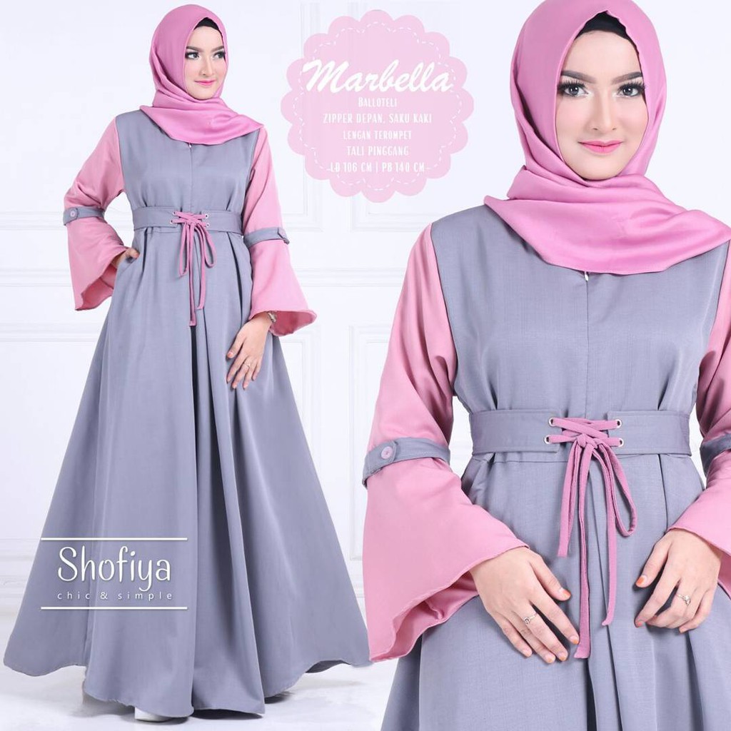 Gamis Syari Hyget Motif Bunga Murah Fashion Muslim wanita BUKAN JUMBO Misbee Jersey Baloteli Jepang