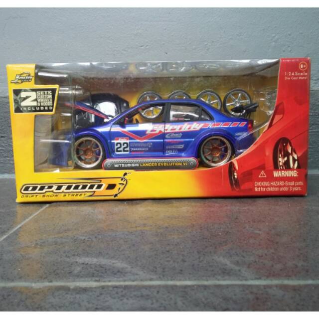 Diecast/Miniatur Mobil JadaToys Mitsubishi Lancer Evolution VI Option D Langka / Rare Skala 24