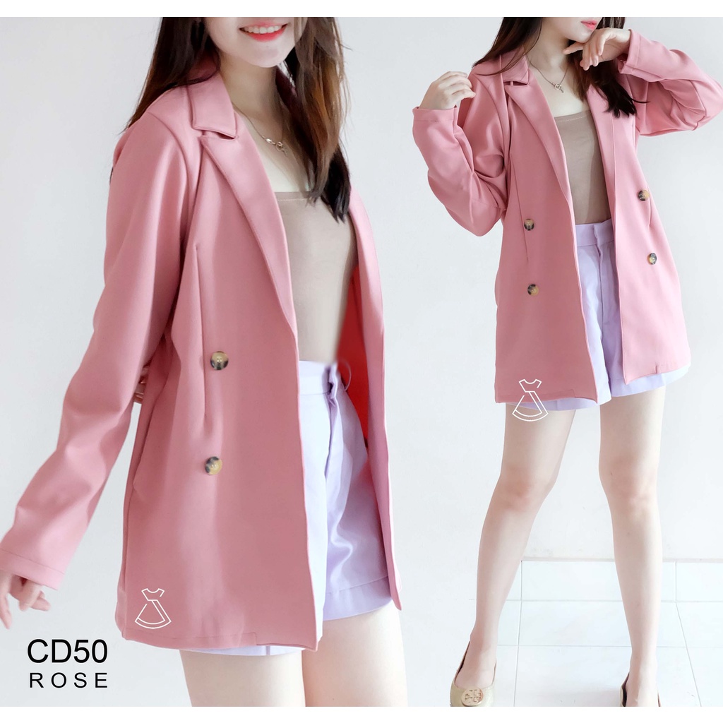 CD50 - Outer Blazer Basic Scuba Atasan Kerja Wanita Korean Look