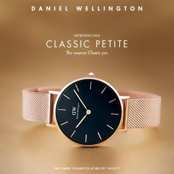 (100% ORIGINAL) Jam Tangan DW Petite Wanita Rantai Fullset - Melrose Black
