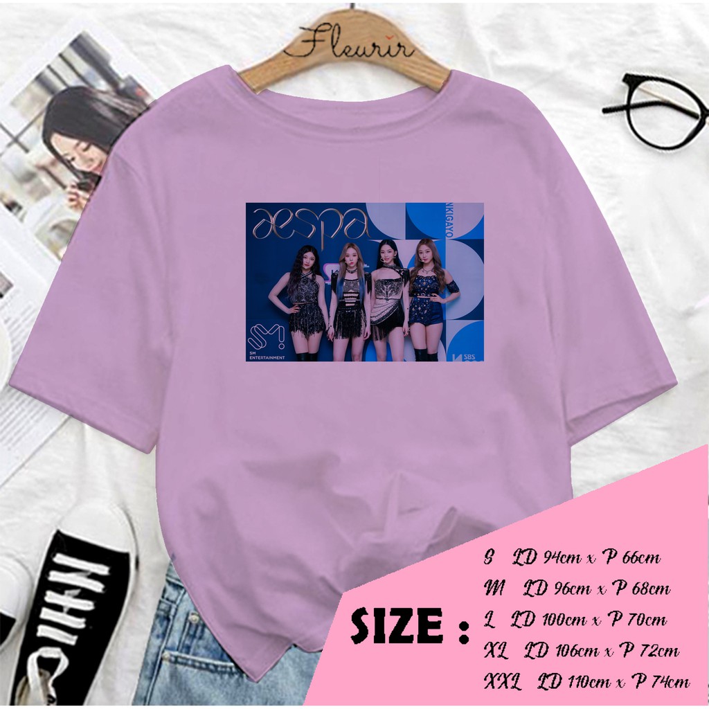 FLEURIR - KAOS AESPA GIRLBAND KOREA KPOP OVERSIZE KATUN KAOS WANITA DEWASA TUMBLR TEE UNISEX JUMBO