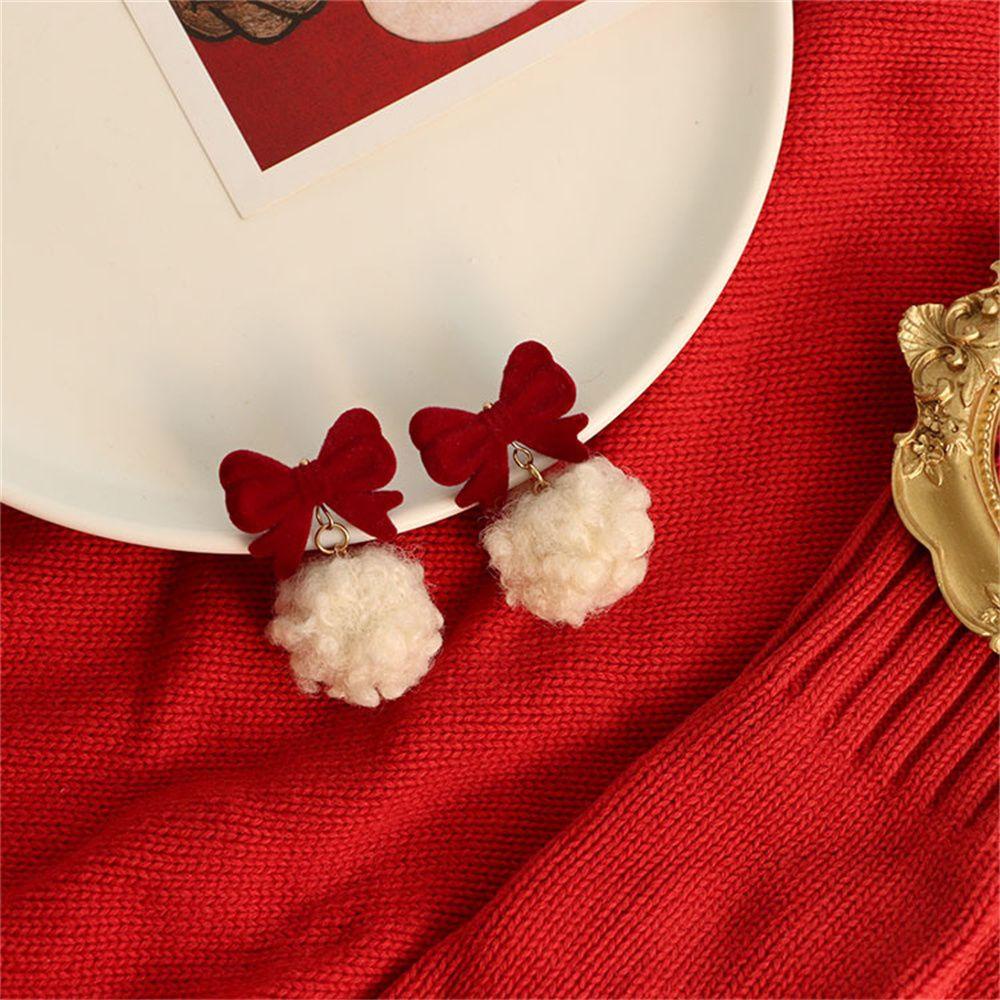 Preva Stud Earrings New Year Bow-knot Sweet Earrings Klip Telinga