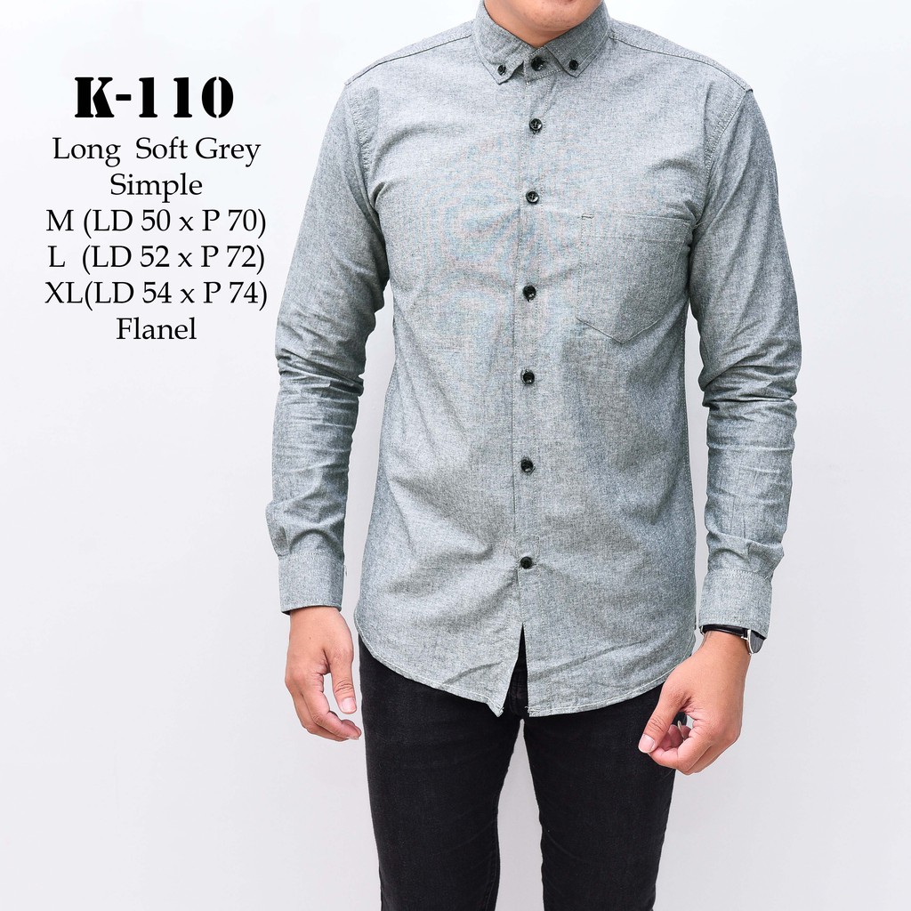 L.Awears K-110 Kemeja Polos Soft Grey Flanel (M,L,XL)