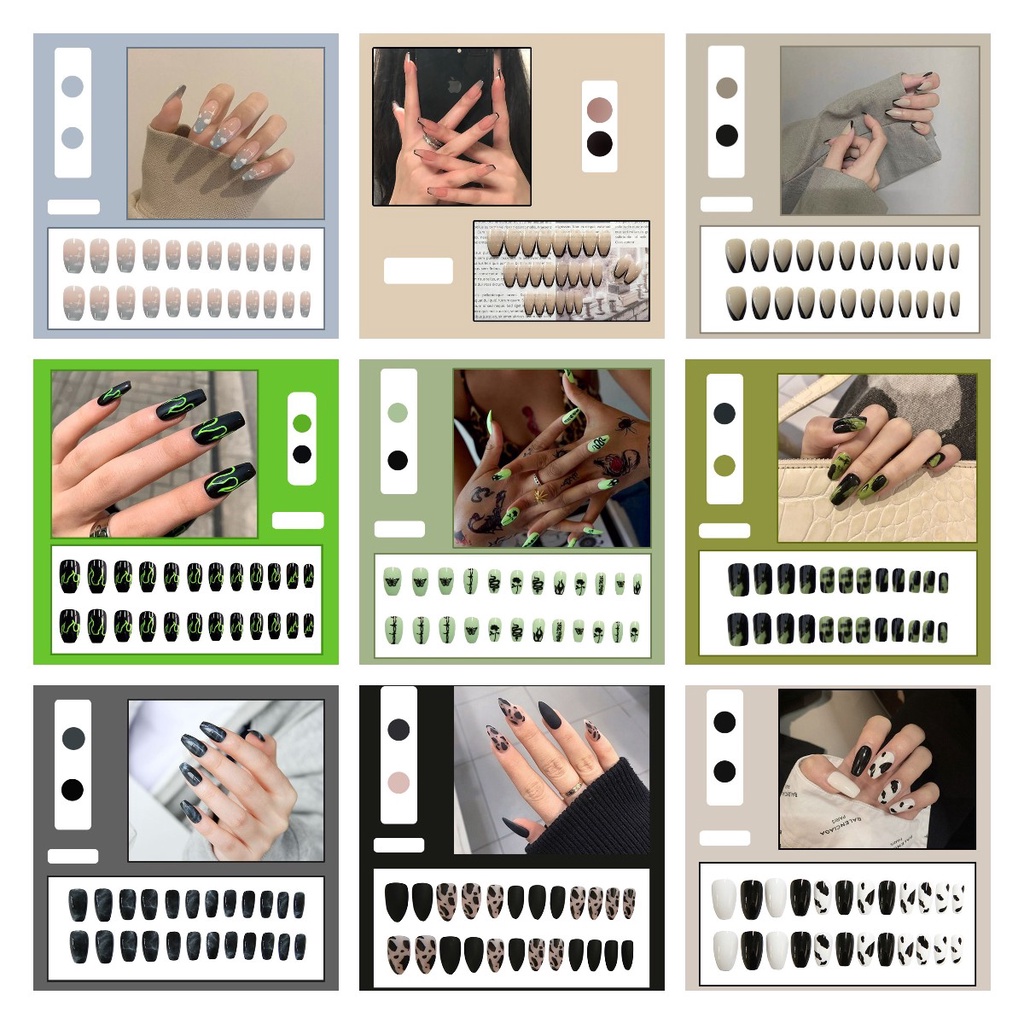 Kuku Palsu Fake Nail 24 Pcs Kemasan Strip Kuku Palsu Baru Fake Nails Kuku Palsu 3d Kuku Palsu Polos French Manicure