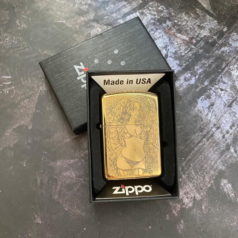 Korek Api Zippo Skull Girl Gold / Korek Api unik / Korek Api Premium