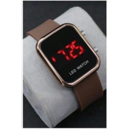 WBS JAM TANGAN WANITA / PRIA DIGITAL RUBBER LED WATCH IMPORT GROSIR ORIGINAL HIGH QUALITY JF087-COKLAT