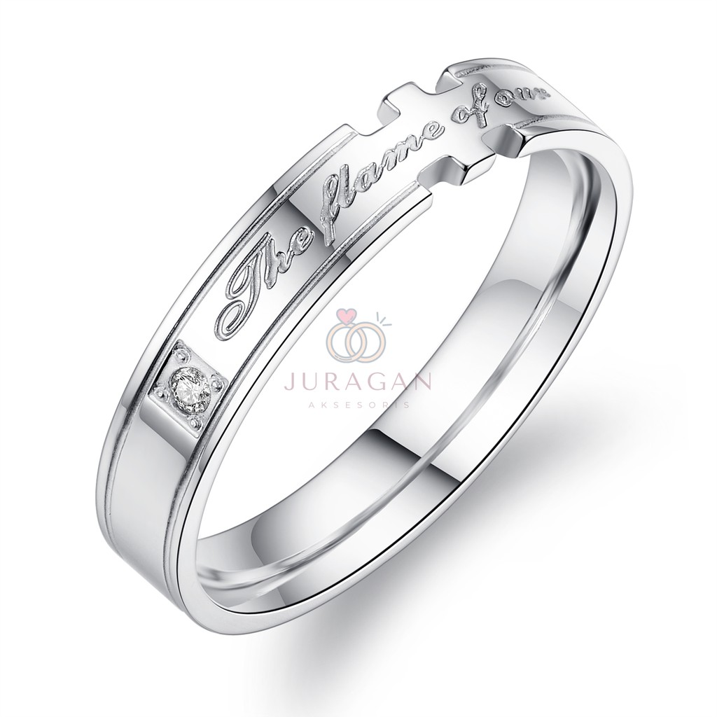 [HIGH QUALITY] Cincin Couple BUCIN R53 Titanium Ukir Nama + Box Cincin Beludru + BONUS Gelang Couple