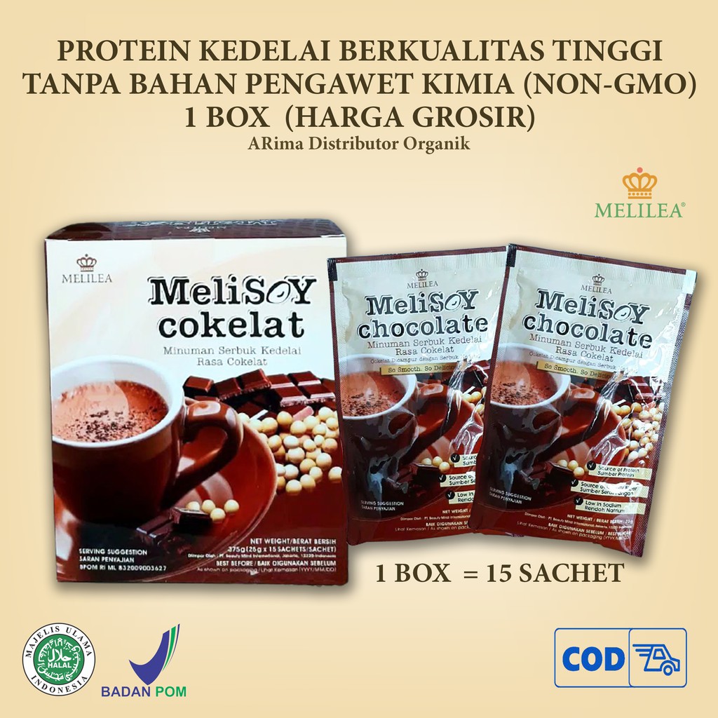 

[Box] Minuman Susu Kedelai Melisoy Soyhealth Chocolate 15 sachet Halal MUI Diet Detox Aman BPOM