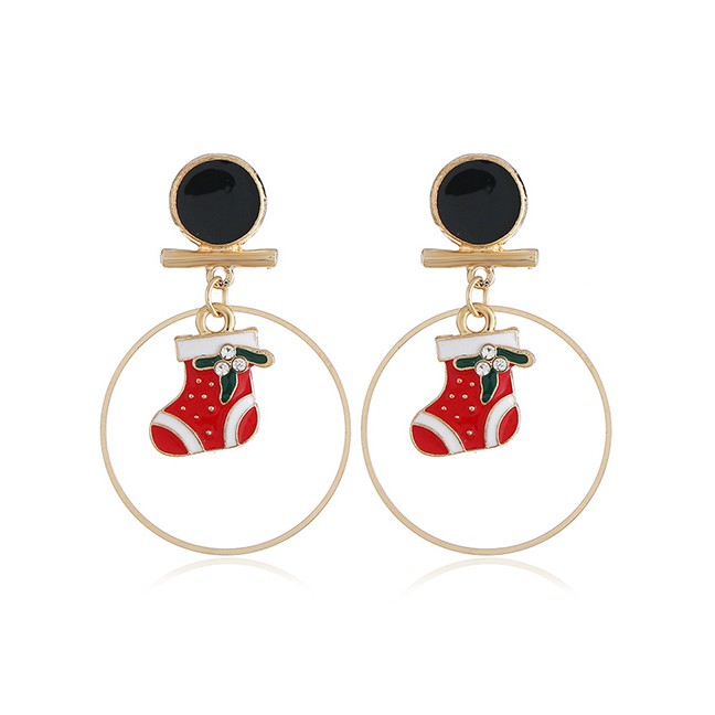 LRC Anting Tusuk Fashion Color Snowman Elk Earrings D22067