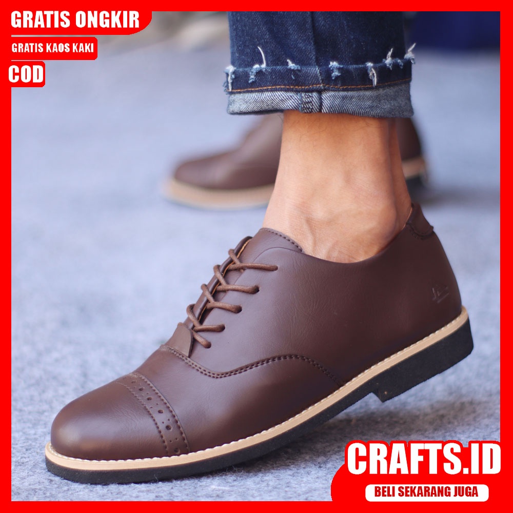 CRAFTS X ROHAN Sepatu Formal Pria Kulit Syntetic Sepatu Casual Pria Pantofel Kerja Cowok