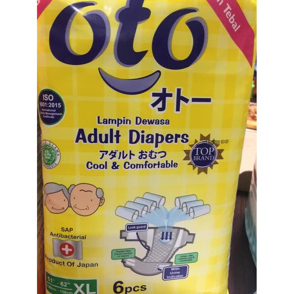 OTO Pampers / Popok Dewasa - Popok Perekat - Popok Orang Tua - Popok Lembut - Pampers UKURAN XL 6PCS