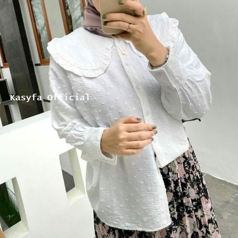 LIVI BLOUSE URAGIRI KERAH DAUN