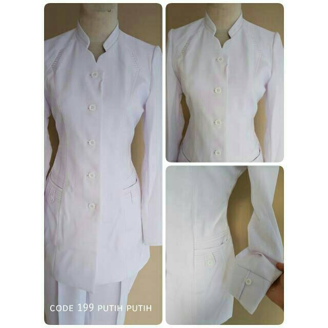 Blazer Putih Polos Set Celana Putih Polos