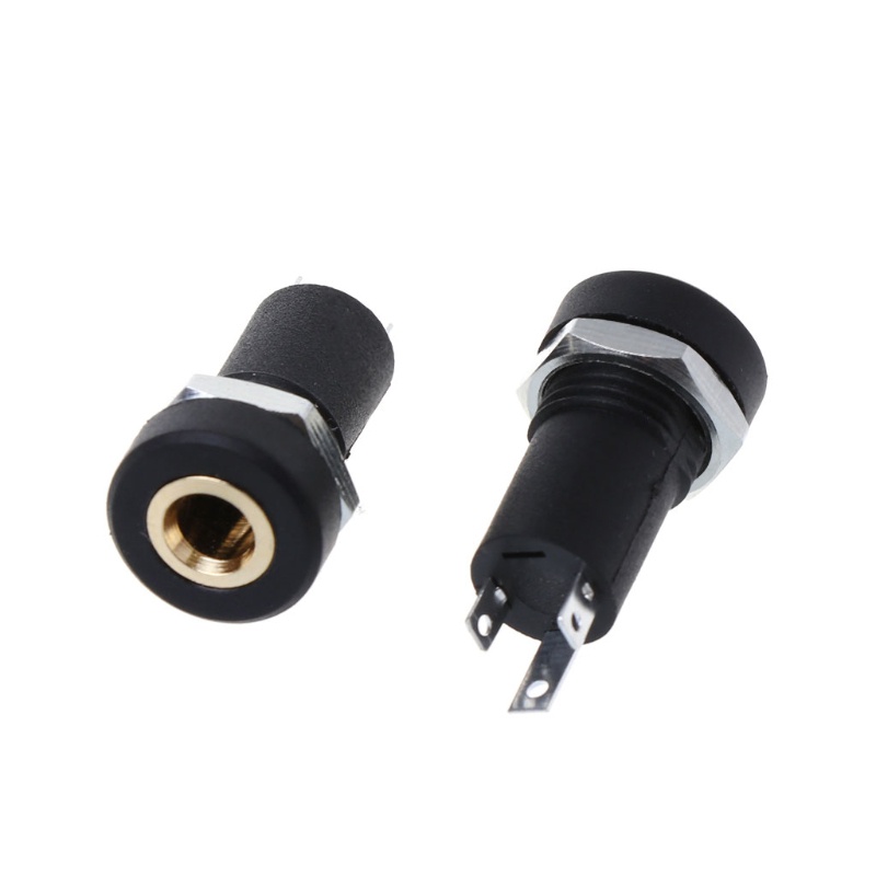 Btsg 2pcs Soket Jack Audio 3.5MM 3 Pole Warna Hitam Dengan Baut