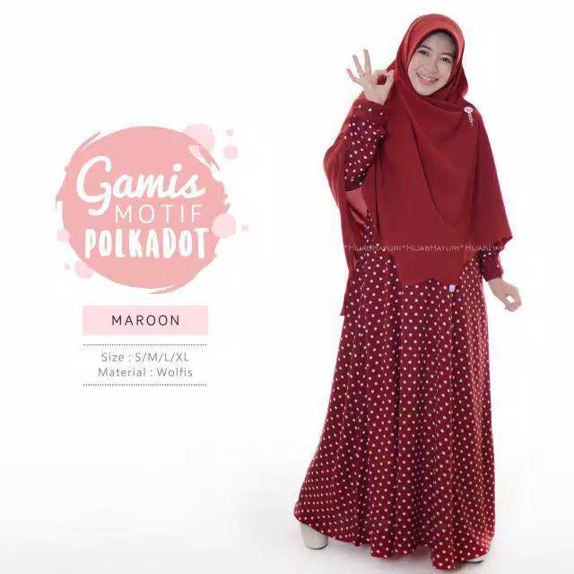 gamis  motif polkadot