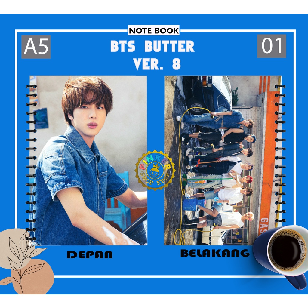

Note A5 bts butter ver.8 PLAIN DOT GRID LINE BUKU Notebook Kpop Murah
