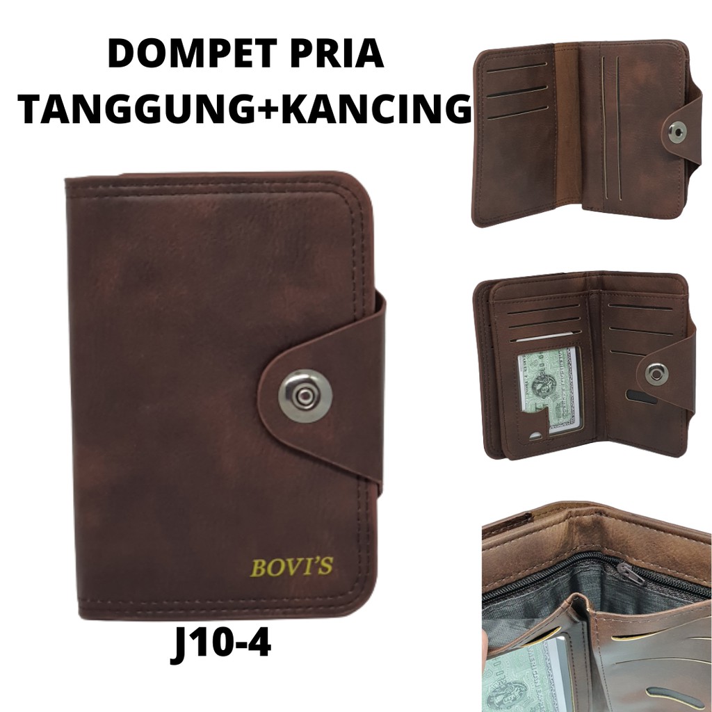 Dompet Pria Tanggung 3/4 Terbaru Model Kancing Magnet Bahan Kulit Sintetis Premium Keren Anak Muda