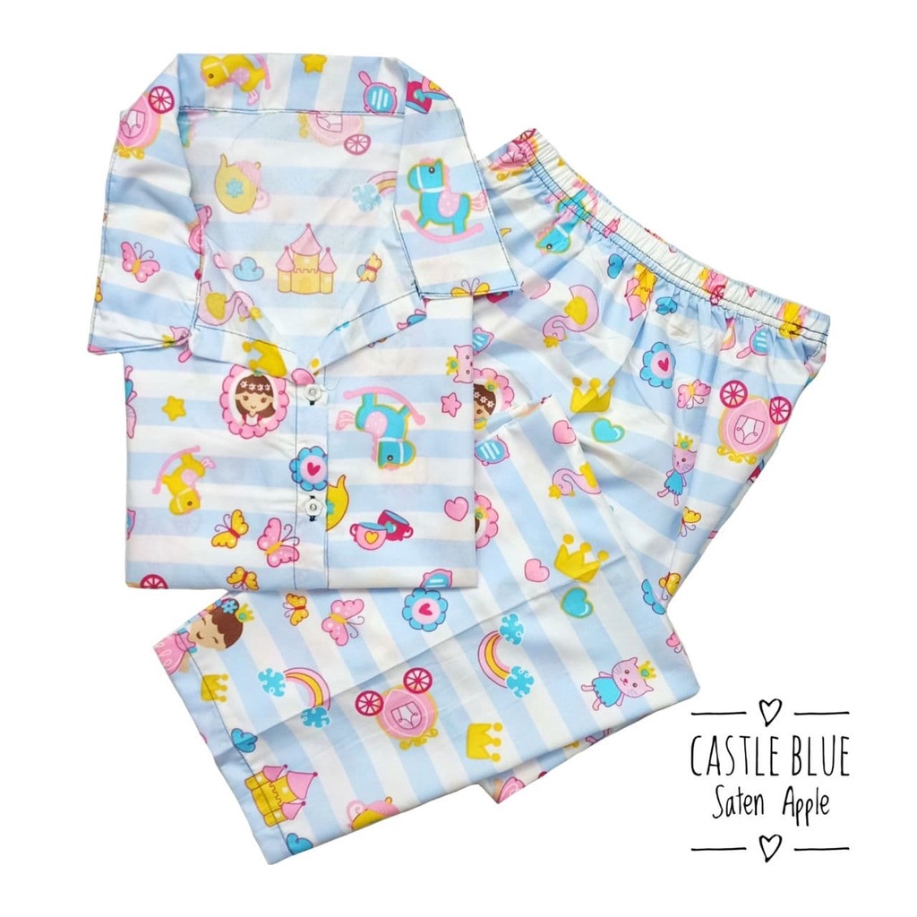 IZANY Piyama Dewasa CP size EROR saten apple-CASTLE BLUE