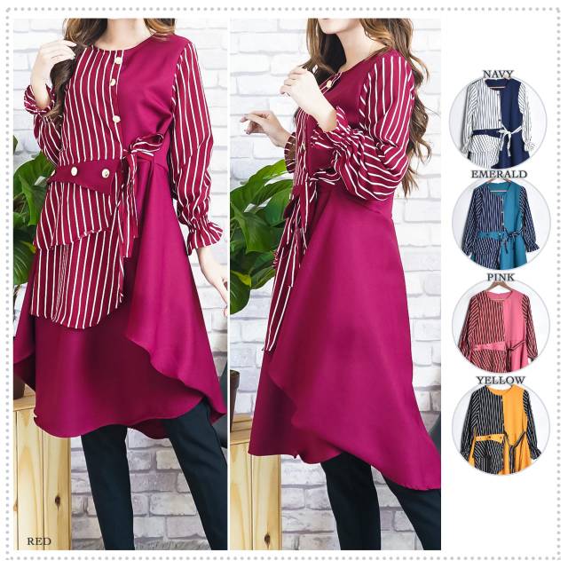 Long tunik kombinasi salur